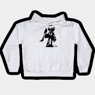 Pirate Captain (rock star) minimal silhouette white Kids Hoodie